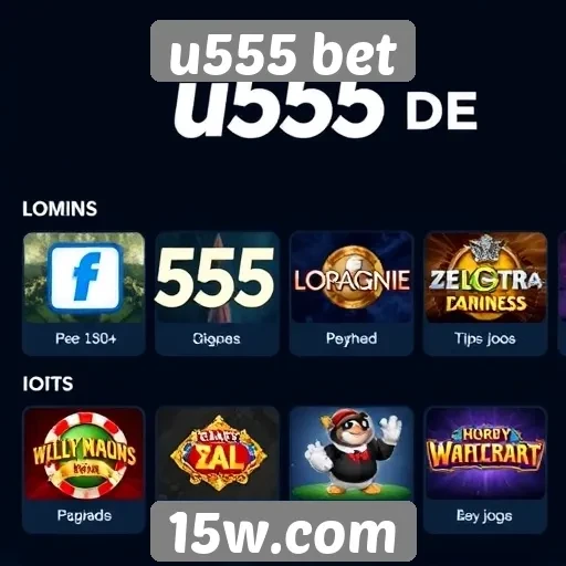 Diversidade de jogos disponíveis na plataforma u555 bet